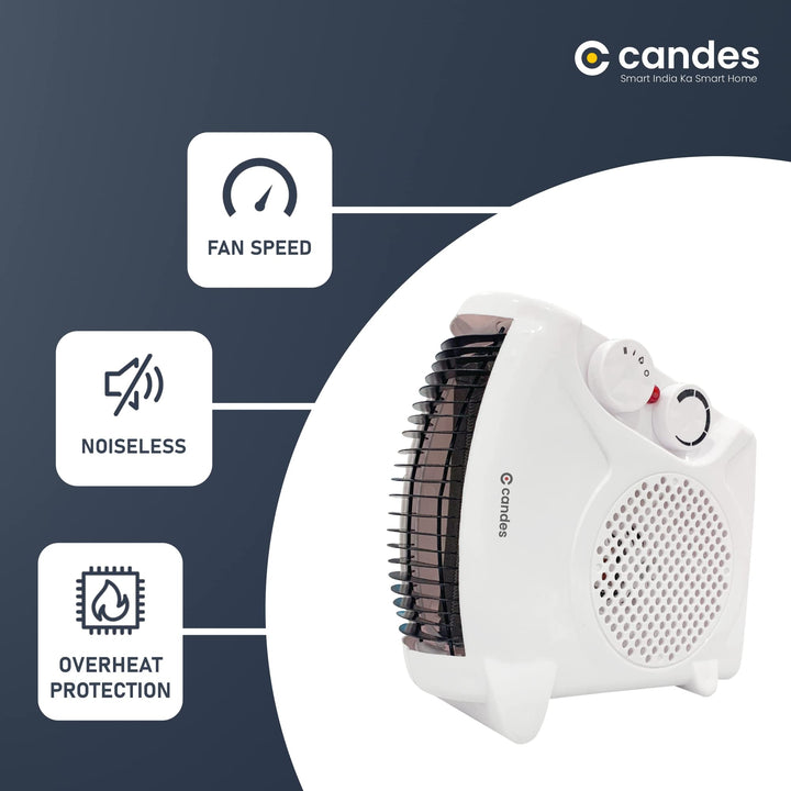 Candes Nova All in One Silent Blower Fan Room Heater, White | 1 Year Warranty - 2000 Watts