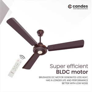 Candes Acura BLDC 5 Star Energy Saving High Speed Ceiling Fan For Home with Remote, 1200 mm (Acura-Brown)