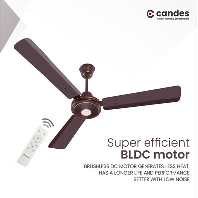 Candes Acura BLDC 5 Star Energy Saving High Speed Ceiling Fan For Home with Remote, 1200 mm (Acura-Brown)