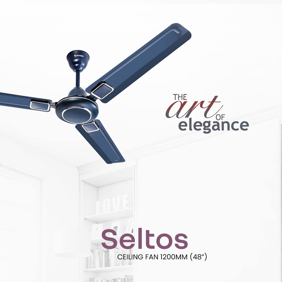 Candes Seltos 1200mm/48 inch High Speed Anti-dust Decorative 405 RPM, 3 Star Rated Ceiling Fan with 2 Yrs Warranty (Silver Grey)