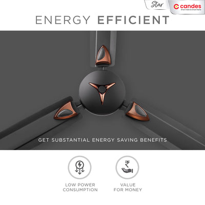 Candes Star 1200mm High-Speed Decorative Ceiling Fans for Home | BEE Star Rated 405 RPM Anti-Dust | 2 Years Warranty (Coffee Brown) Pack of 1