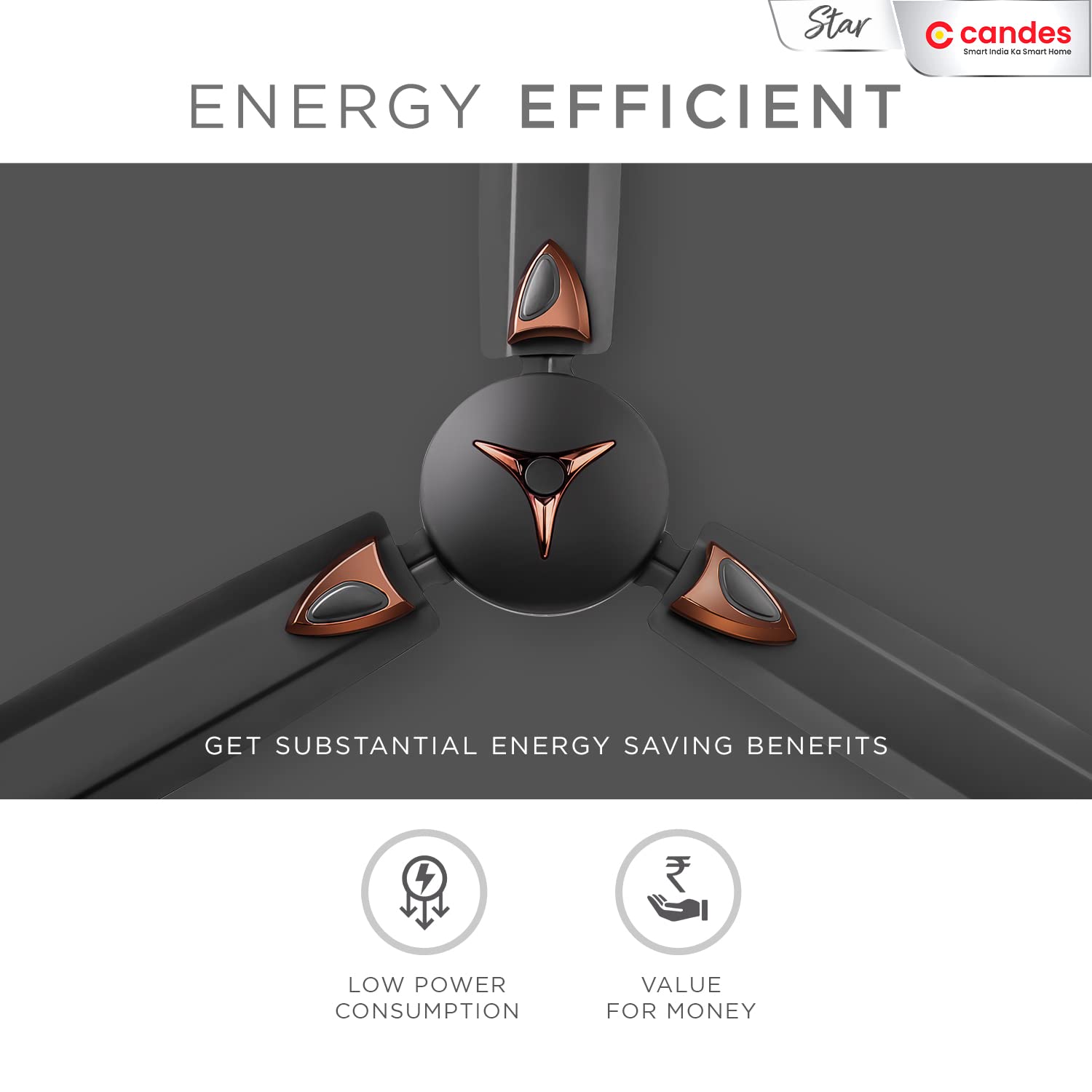 Candes Star 1200mm High-Speed Decorative Ceiling Fans for Home | BEE Star Rated 405 RPM Anti-Dust | 2 Years Warranty (Coffee Brown) Pack of 1