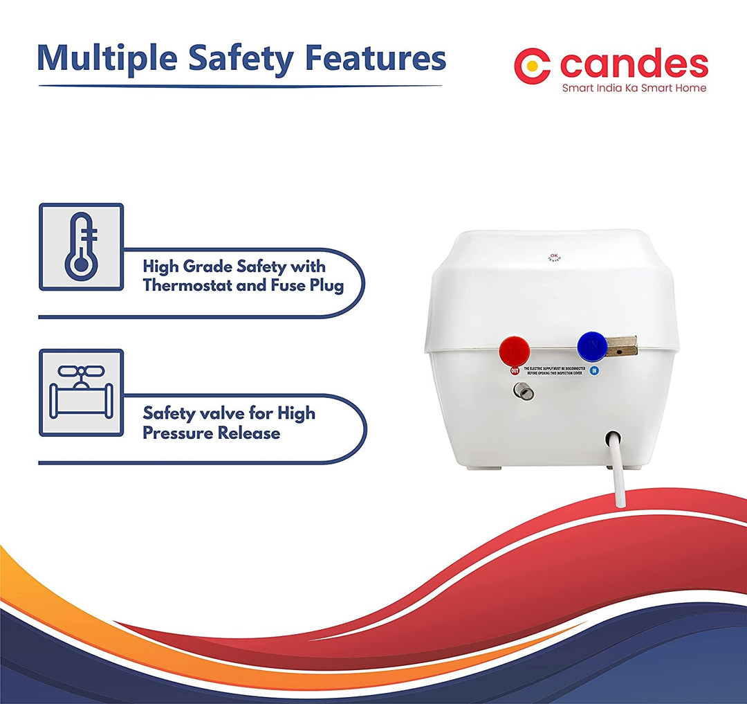 Candes Insto 3-Litre Instant Electric Water Heater Multiple Safety Geyser ABS Body, White