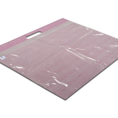 Heart Home Non-Woven Wardrobe Organizer/Gift Bags/Storage Bag For Store Saree, Lehenga, Suit With Transparent Window With Handle- Pack of 24 (Pink & Brown)