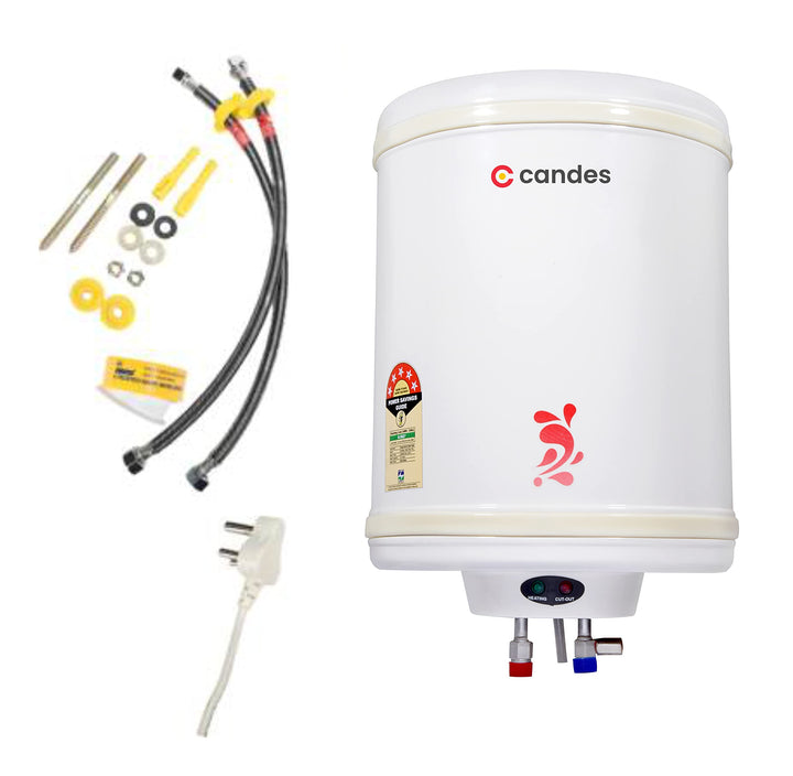 Candes 50 Litre Automatic Instant Storage Electric Water Heater Multiple Safety System Anti Rust Body, 2kW Geyser (Ivory, 2000 W)