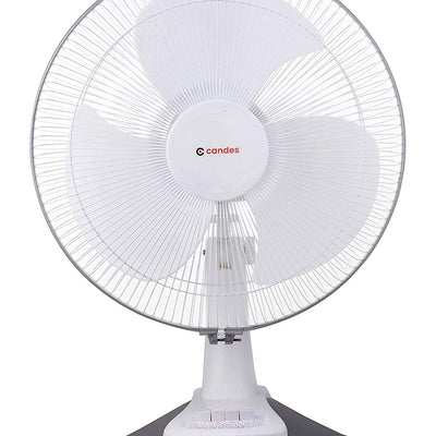 Candes Desker Table Fan for Cooling with Automatic Oscillation (400 MM) 80W (White Silver)