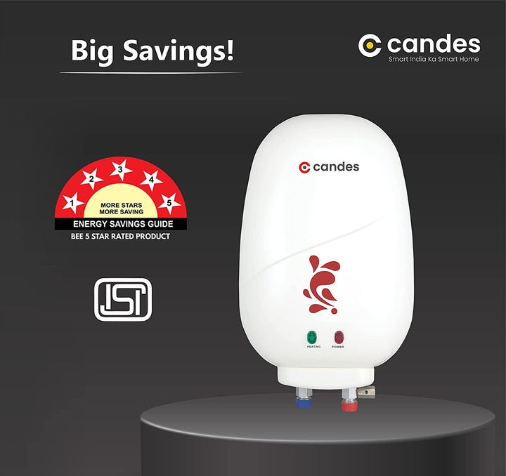 Candes Geyser 1 Litre | 2 Years Warranty | Water Heater For Home, Water Heater, Instant Geyser, Instant Water Heater, Water Geyser, Heater For Water Heating, Electric Geyser, 3000 W - Insta (Ivory)