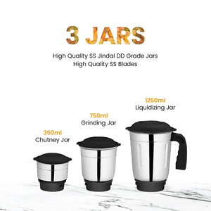 Candes MG154 Maple 550-Watt Mixer Grinder with 3 Jars (Powerful Motor and 2 Year Warranty Orange/Black) + Quick Hand Vegetables & Fruit Chopper Black, Red (Super Combo)