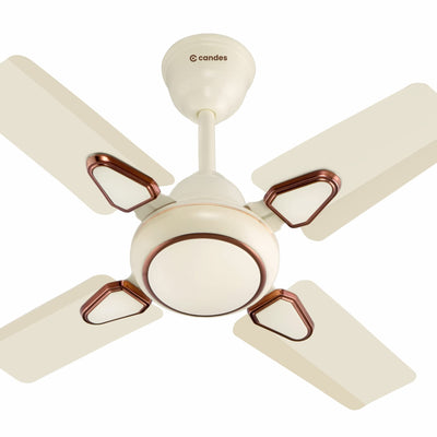 Candes Brio Turbo 600 mm / 24 Inch High Speed 4 Blade Anti-Dust Ceiling Fan Suitable for Kitchen/Veranda/Balcony/Small Room (Pack of 1,Ivory)