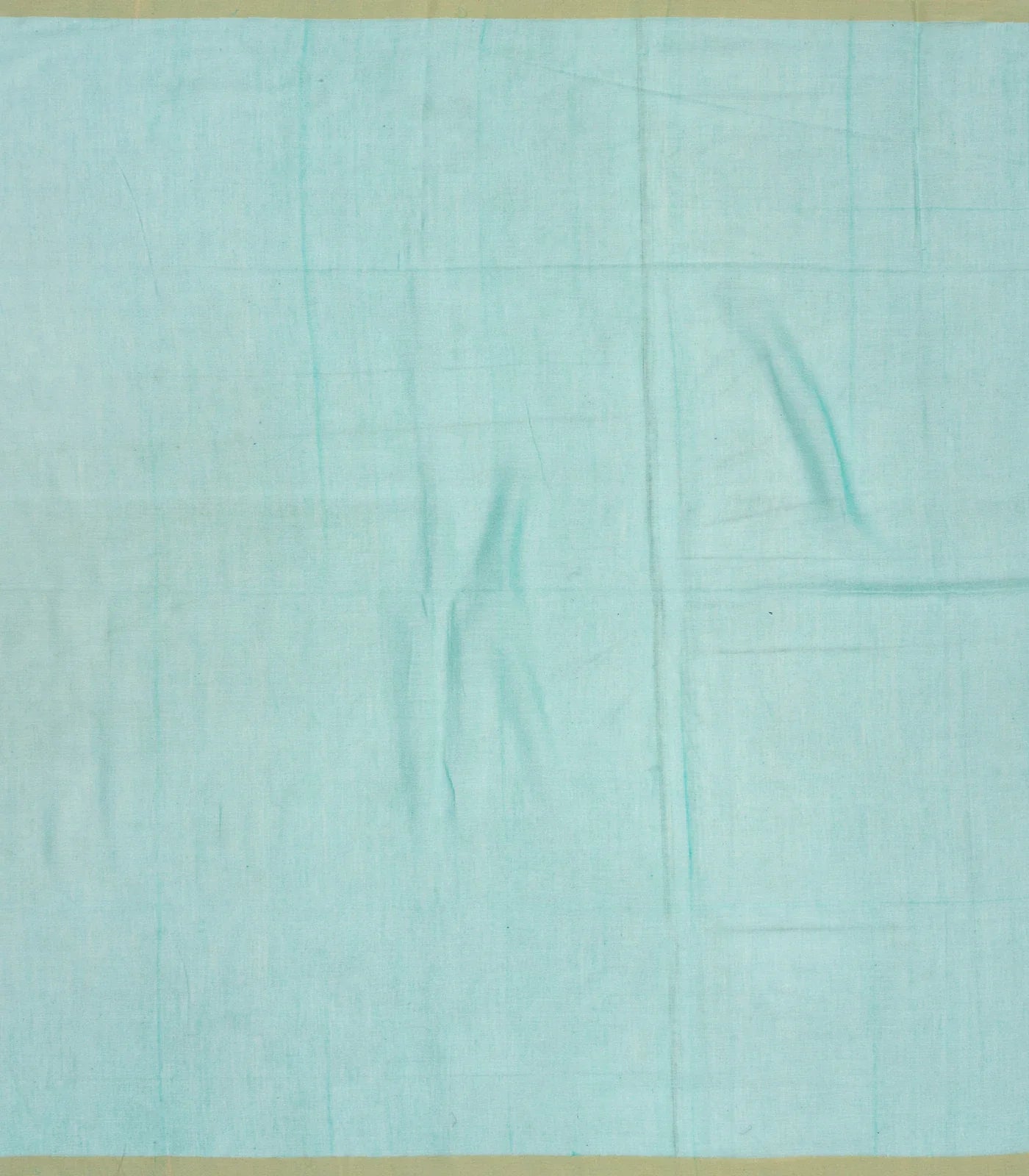 Turquoise Handloom Bengal Cotton Saree With Plus Buttas