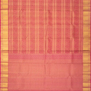 Pink Handloom Kanchipuram Silk Saree With Floral Stripes