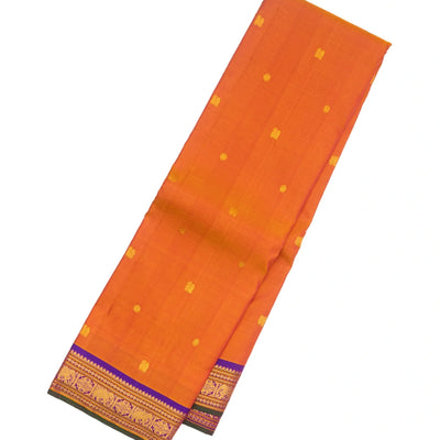Peach Handloom Kanchipuram Silk Saree With Annam Chakaram Buttas