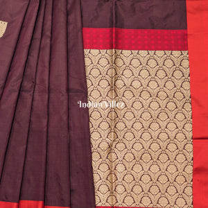 Coffee & Red Banarasi Katan Silk Saree