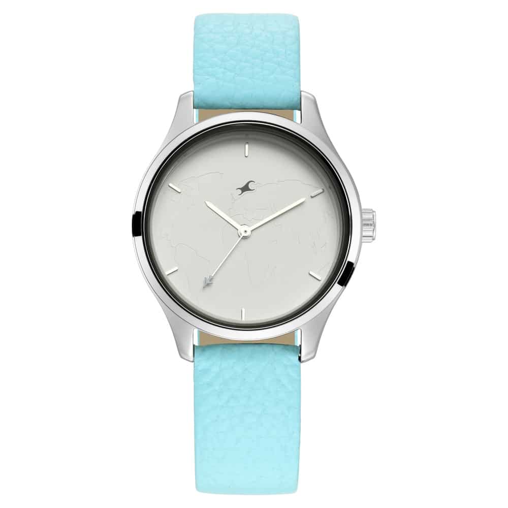 Fastrack Tripster Silver Dial Blue Strap Watch for Women