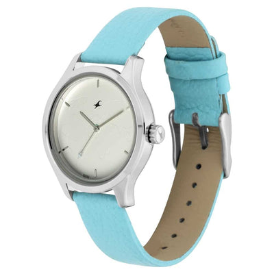 Fastrack Tripster Silver Dial Blue Strap Watch for Women