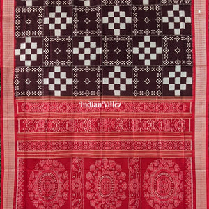 Wine Red Pasapali Theme Sambalpuri Silk Saree