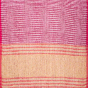 Pink Handloom Linen Saree With Stripes