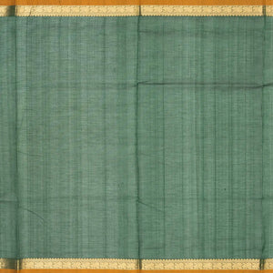 Dark Green Handloom Silk Cotton Saree With Horse Zari Buttas