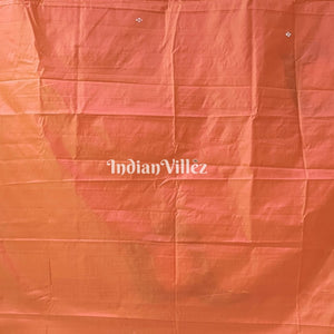 Orange Radha Krishna Peacock Design Pattachitra Saree