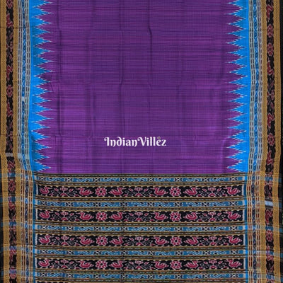 Violet with Red Checks Sachipar Odisha Handloom Khandua Silk Saree