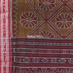 Coffee Maroon Maniabandha Odisha Ikat Cotton Saree
