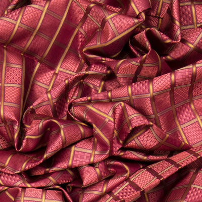 Crimson Handloom Kanchipuram Natural Dyed Silk Saree  with Meena Zari Checks