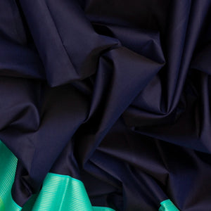 Midnight Blue Handloom Kanchipuram Korvai Silk Saree With Aquamarine Border