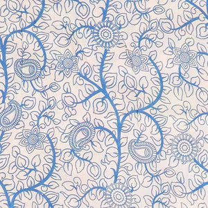 Cream floral machine-printed kalamkari cotton saree, contrast floral & chevron border & peacock pallu