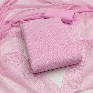 Georgette Chikankari Work Womens Dress Material (Unstitched)