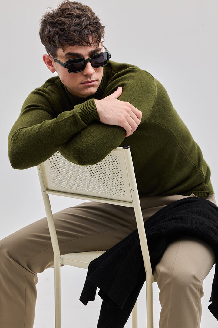 Olive Knitted Sweatshirt