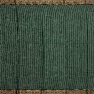 Taupe Woven Chanderi Printed Cotton Saree With Contrast Border