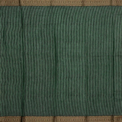 Taupe Woven Chanderi Printed Cotton Saree With Contrast Border