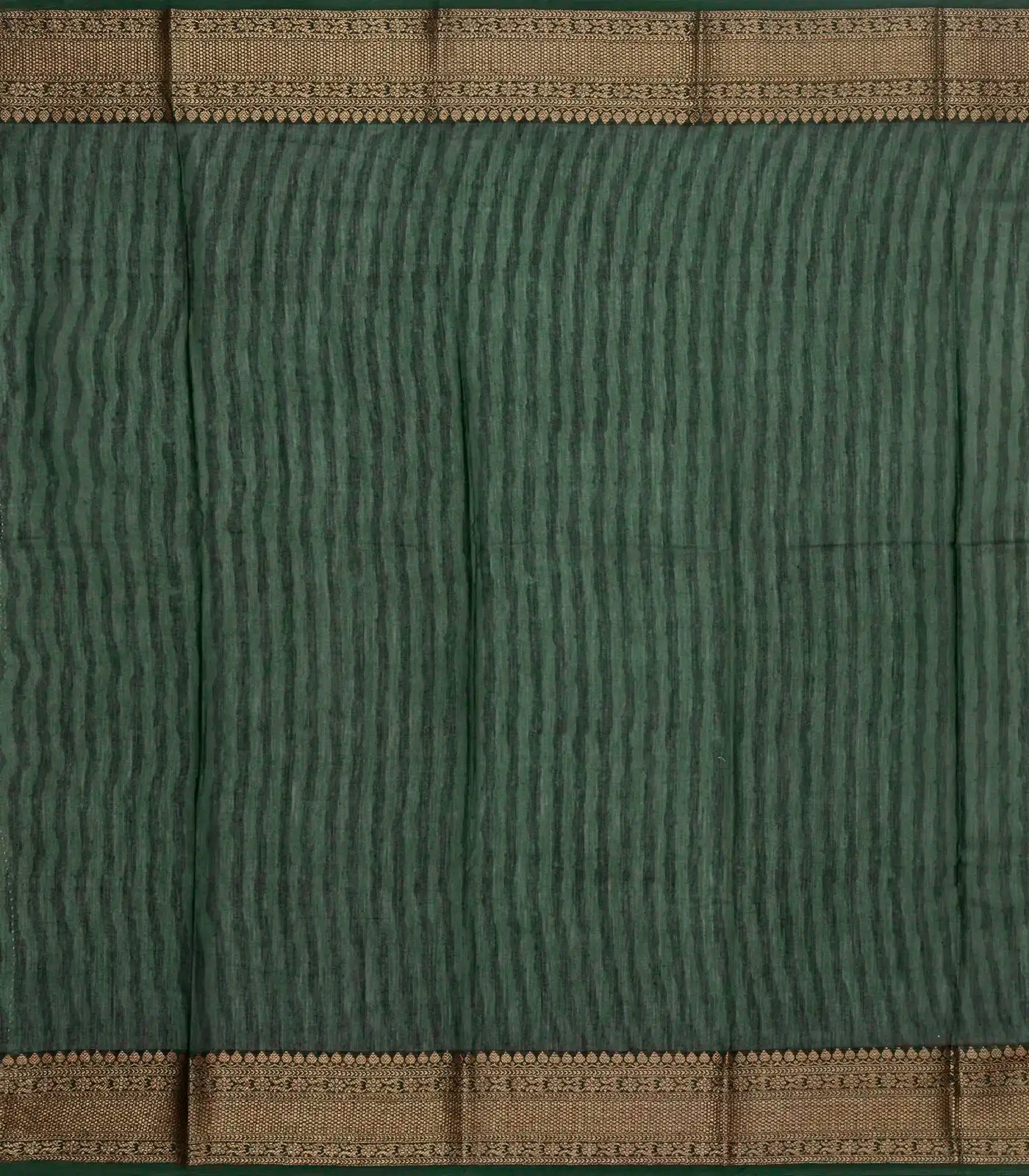 Taupe Woven Chanderi Printed Cotton Saree With Contrast Border