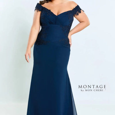 Montage 221964 Lace Applique Long Formal Dress