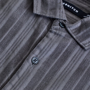 Grey Corduroy Slim Fit Shirt