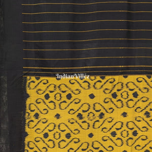 Black with Mustard Yellow Odisha Ikat Contemporary Silk Saree