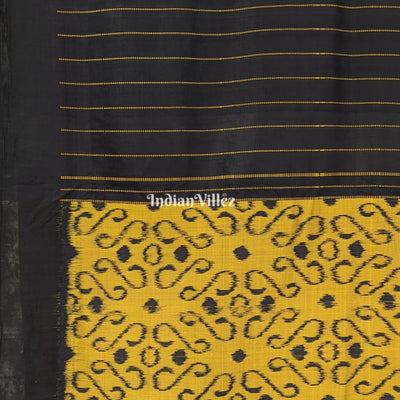 Black with Mustard Yellow Odisha Ikat Contemporary Silk Saree