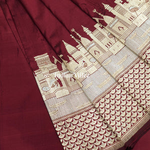 Maroon Kashi Banarasi Katan Silk Saree