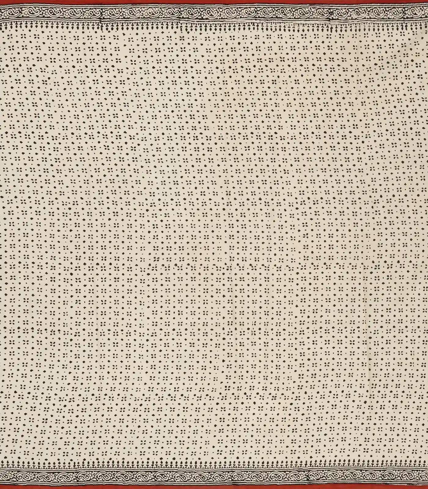 White Woven Jaipur Cotton Saree With Printed Floral Motifs