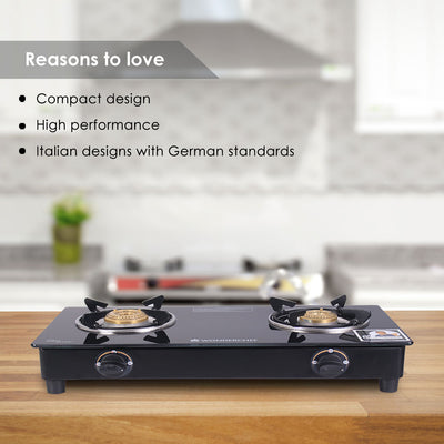 Ultima 2 Burner Manual Glass Cooktop | 6mm Toughened Glass