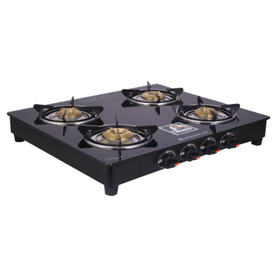 Ruby  4 Burner Glass Cooktop, Black Toughened Glass