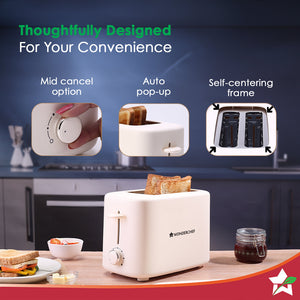 Bellagio 2-Slice Pop-up Toaster with Lid Cover | 800 Watt | 2 Bread Slice | 6- Level by black tree