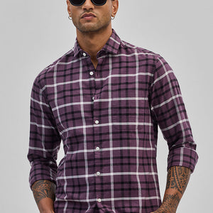 Purple Slim Fit Checks Shirt