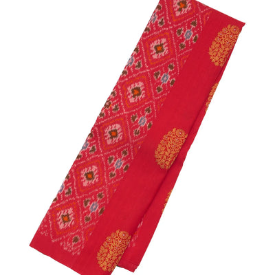 Red Handloom Kanchipuram Tie & Dye Silk Saree With Floral Buttas