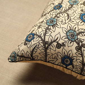 Beige - Cotton Printed Kalamkari Cushion Cover (16 x 16 in) 02