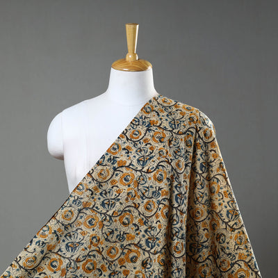 Beige - Natural Dyed Block Print Cotton Kalamkari Fabric 08