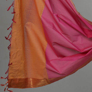 Brown - 3pc Mangalagiri Cotton Suit Material Set with Zari Border