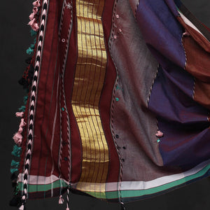 Brown - 3pc Bhujodi Mirror Work Handloom Cotton Suit Material Set 18