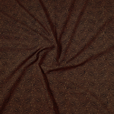 Brown - Bagh Block Printed Cotton Precut Fabric (0.9 Meter) 12