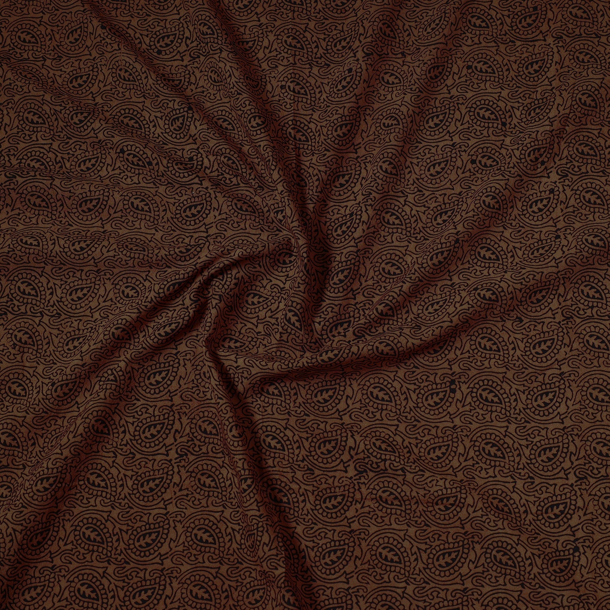 Brown - Bagh Block Printed Cotton Precut Fabric (0.9 Meter) 12